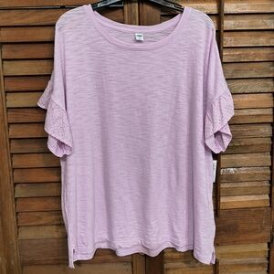 Old Navy Light Pink/Lavender Short Sleeve Top with Ruffle Detail